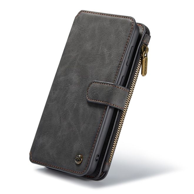 Caseme - Samsung Galaxy S21+ Handy Hülle - Leder Etui mit abnehmbarer Plastik Hülle - schwarz