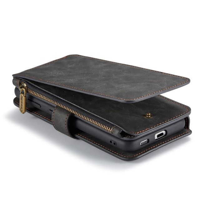 Caseme - Samsung Galaxy S21+ Handy Hülle - Leder Etui mit abnehmbarer Plastik Hülle - schwarz
