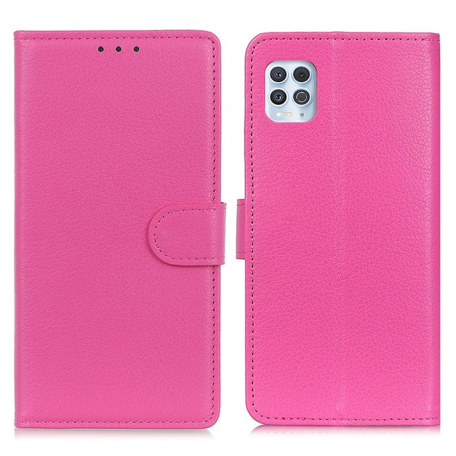 Motorola Moto G100 Handy Hülle - Litchi Leder Bookcover Series - rosa