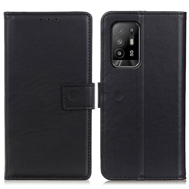 Oppo A94 Handy Hülle - Classic II Leder Bookcover Series - schwarz