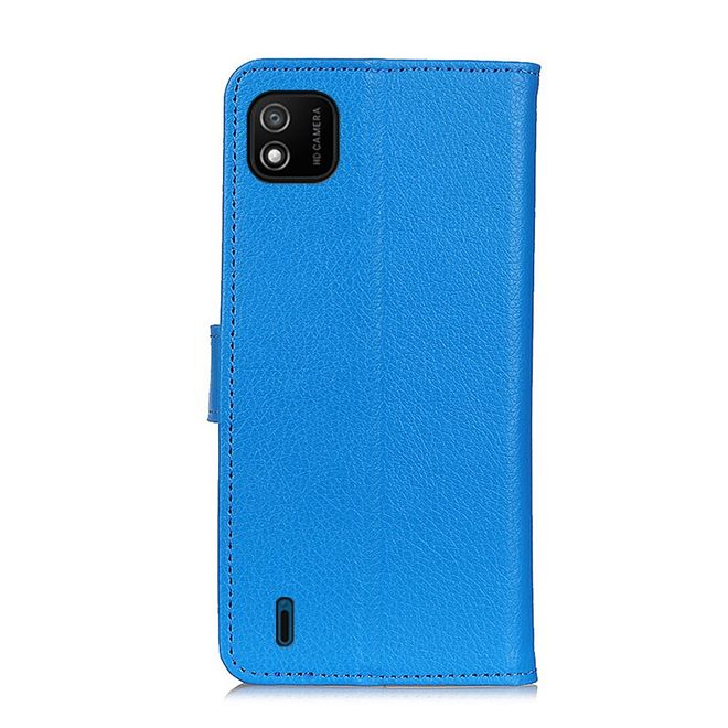 Wiko Y62 Handy Hülle - Litchi Leder Bookcover Series - blau