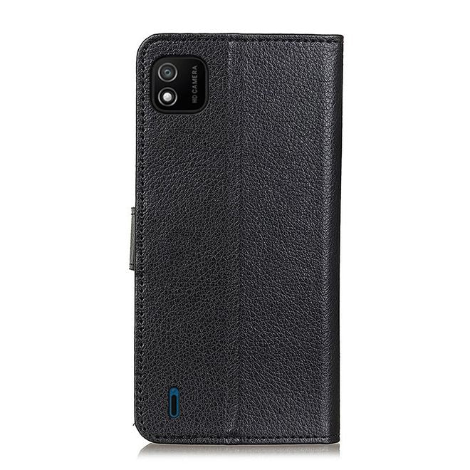 Wiko Y62 Handy Hülle - Litchi Leder Bookcover Series - schwarz