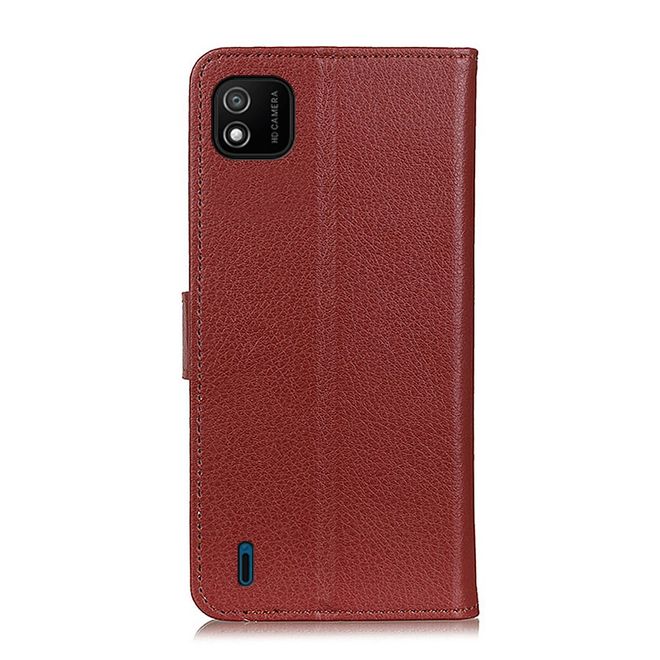 Wiko Y62 Handy Hülle - Litchi Leder Bookcover Series - braun