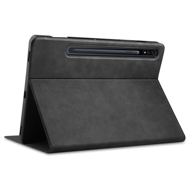 Samsung Galaxy Tab S7 FE Hülle - Leder Bookcover - mit Pen Slot - schwarz