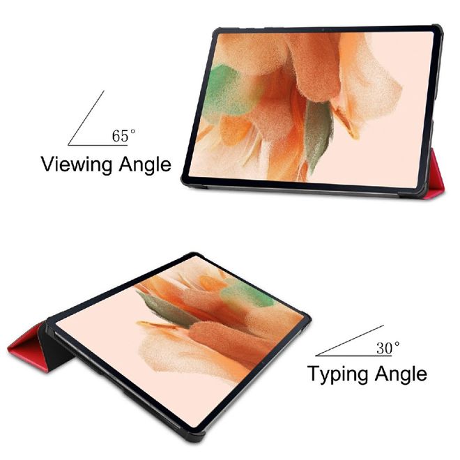 Samsung Galaxy Tab S7 FE Leder Hülle - dreifach faltbar - rot