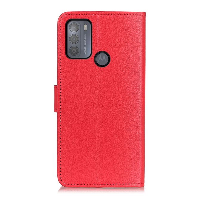 Motorola Moto G50 Handy Hülle - Litchi Leder Bookcover Series - rot