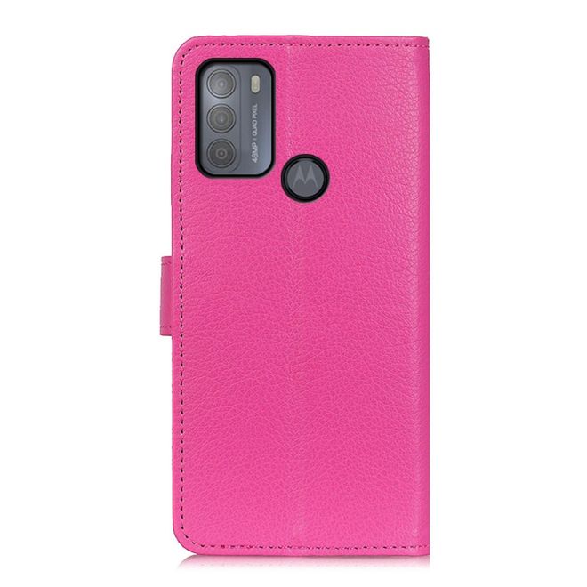 Motorola Moto G50 Handy Hülle - Litchi Leder Bookcover Series - rosa