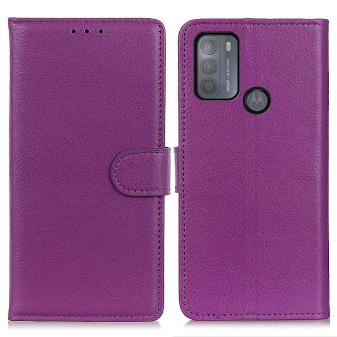 Motorola Moto G50 Handy Hülle - Litchi Leder Bookcover Series - purpur