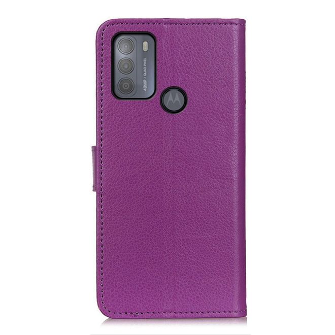 Motorola Moto G50 Handy Hülle - Litchi Leder Bookcover Series - purpur