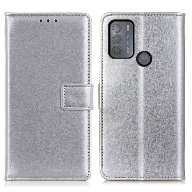 Motorola Moto G50 Handy Hülle - Classic II Leder Bookcover Series - silber
