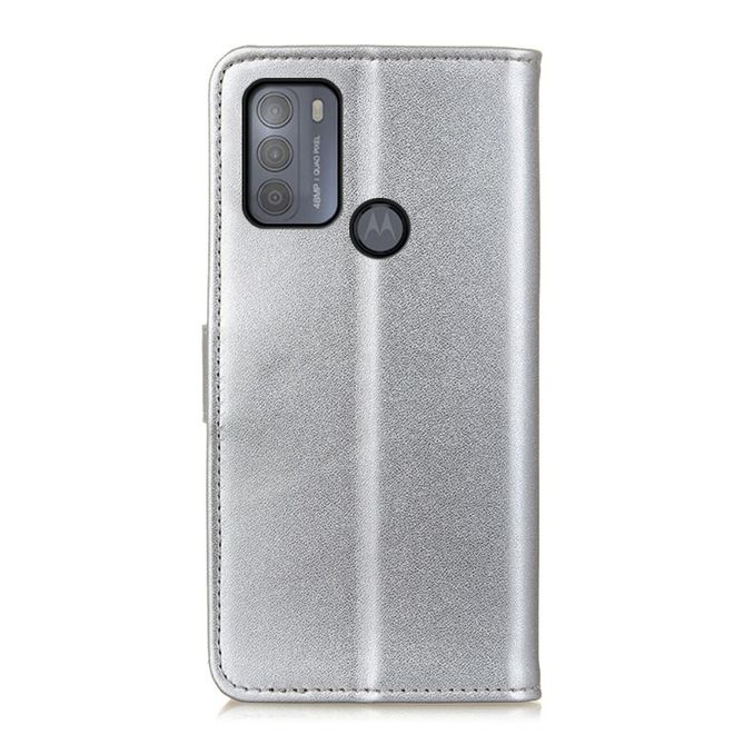 Motorola Moto G50 Handy Hülle - Classic II Leder Bookcover Series - silber