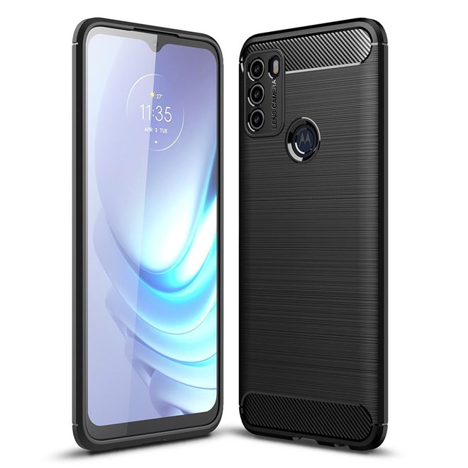 Motorola Moto G50 Handyhülle - Carbon Fiber TPU Softcase Series - schwarz
