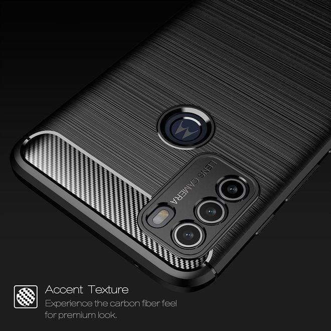 Motorola Moto G50 Handyhülle - Carbon Fiber TPU Softcase Series - schwarz