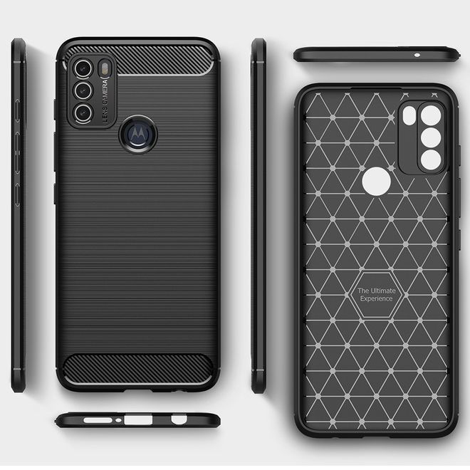 Motorola Moto G50 Handyhülle - Carbon Fiber TPU Softcase Series - schwarz