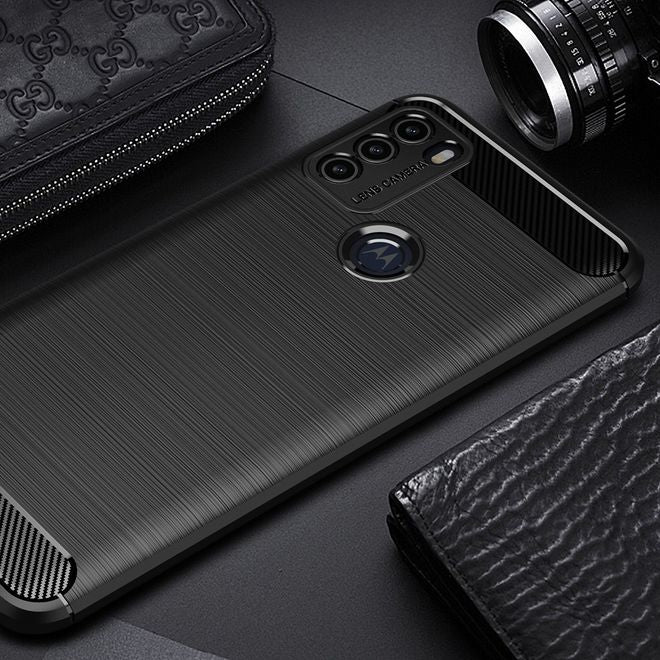 Motorola Moto G50 Handyhülle - Carbon Fiber TPU Softcase Series - schwarz