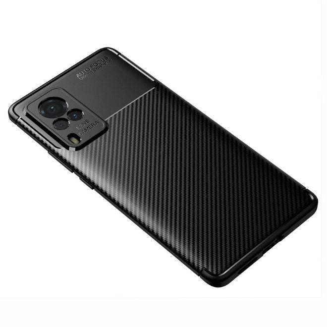 Vivo X60 Pro 5G Handyhülle - Carbon Fiber TPU Softcase Series - schwarz