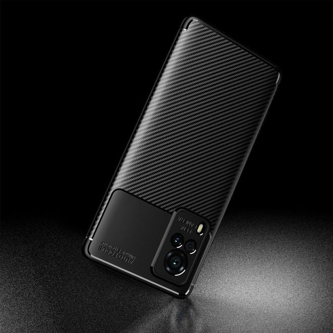 Vivo X60 Pro 5G Handyhülle - Carbon Fiber TPU Softcase Series - schwarz