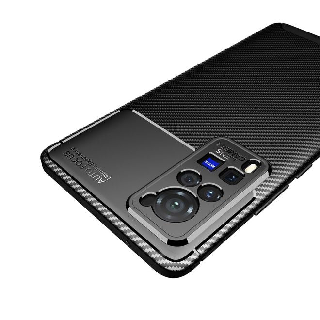 Vivo X60 Pro 5G Handyhülle - Carbon Fiber TPU Softcase Series - schwarz