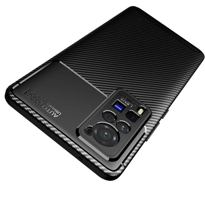 Vivo X60 Pro 5G Handyhülle - Carbon Fiber TPU Softcase Series - schwarz