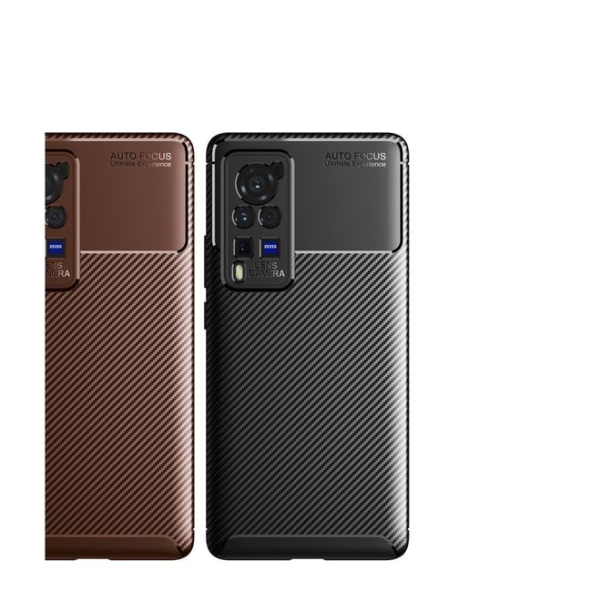Vivo X60 Pro 5G Handyhülle - Carbon Fiber TPU Softcase Series - schwarz