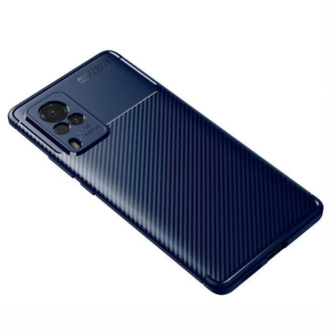Vivo X60 Pro 5G Handyhülle - Carbon Fiber TPU Softcase Series - blau