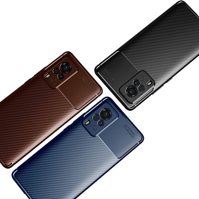 Vivo X60 Pro 5G Handyhülle - Carbon Fiber TPU Softcase Series - blau