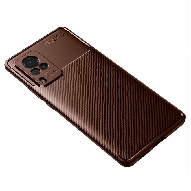 Vivo X60 Pro 5G Handyhülle - Carbon Fiber TPU Softcase Series - braun