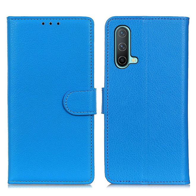 OnePlus Nord CE Handy Hülle - Litchi Leder Bookcover Series - blau