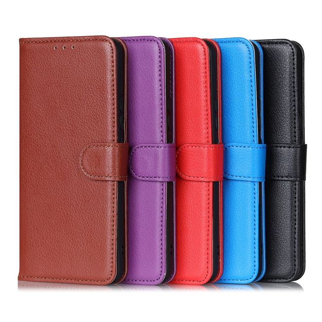 OnePlus Nord CE Handy Hülle - Litchi Leder Bookcover Series - blau