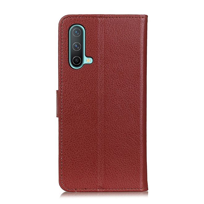 OnePlus Nord CE Handy Hülle - Litchi Leder Bookcover Series - braun
