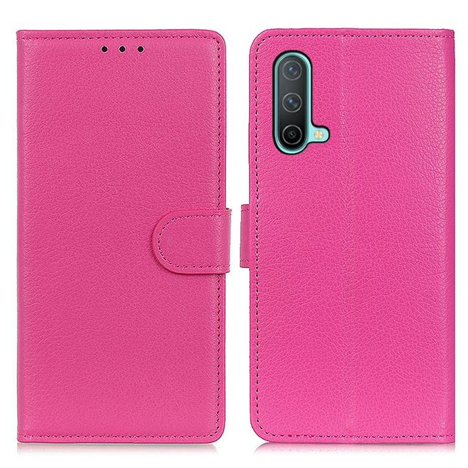 OnePlus Nord CE Handy Hülle - Litchi Leder Bookcover Series - rosa