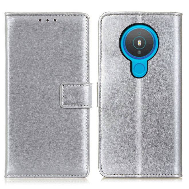 Nokia 1.4 Handy Hülle - Classic II Leder Bookcover Series - silber
