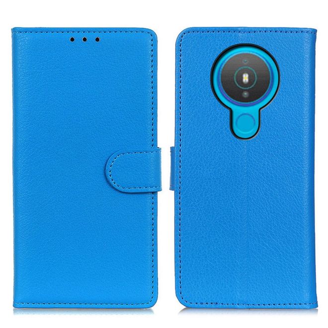 Nokia 1.4 Handy Hülle - Litchi Leder Bookcover Series - blau