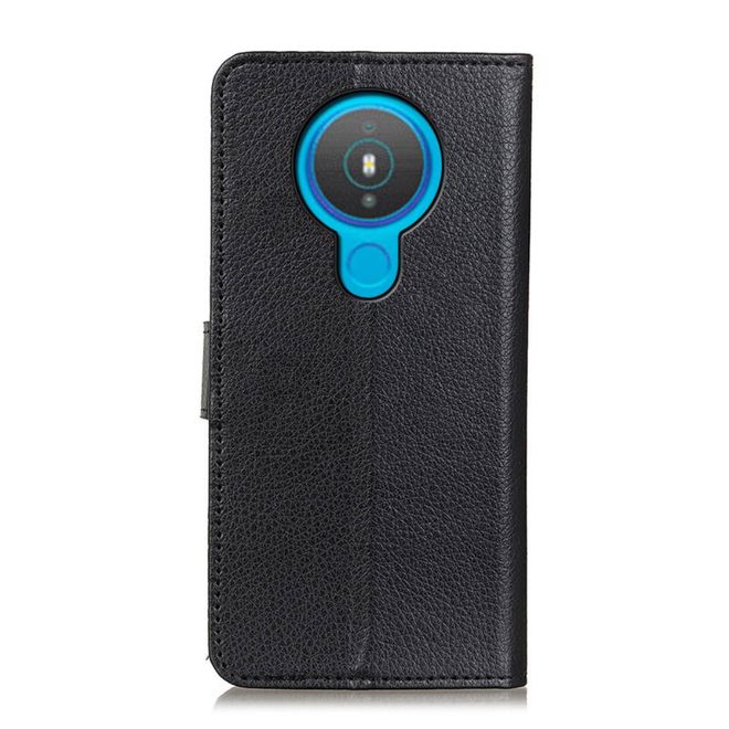 Nokia 1.4 Handy Hülle - Litchi Leder Bookcover Series - schwarz