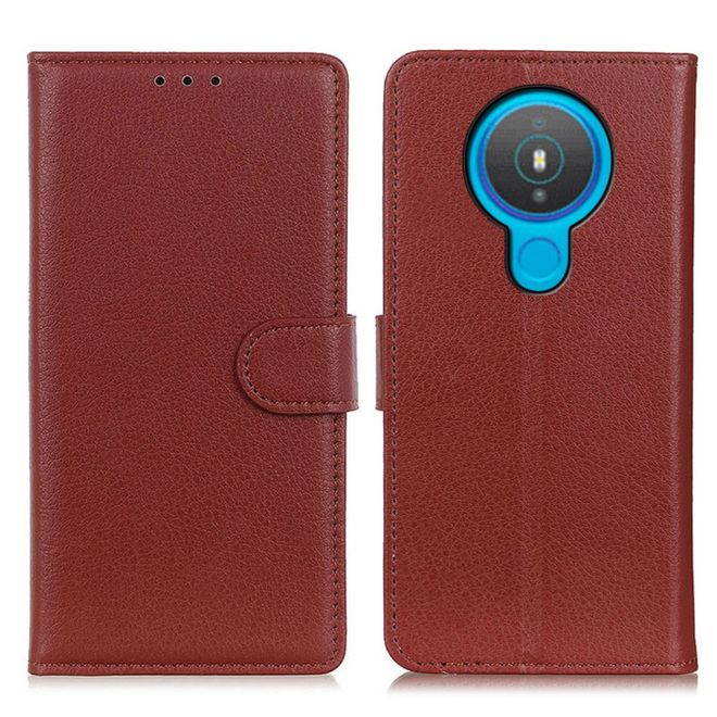 Nokia 1.4 Handy Hülle - Litchi Leder Bookcover Series - braun