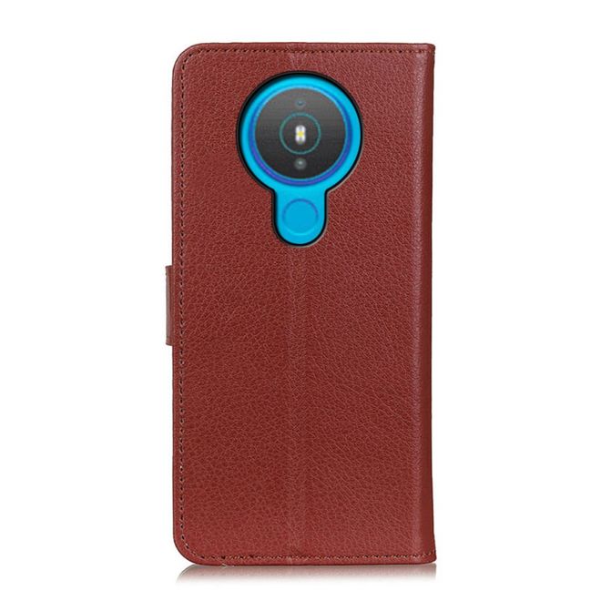 Nokia 1.4 Handy Hülle - Litchi Leder Bookcover Series - braun