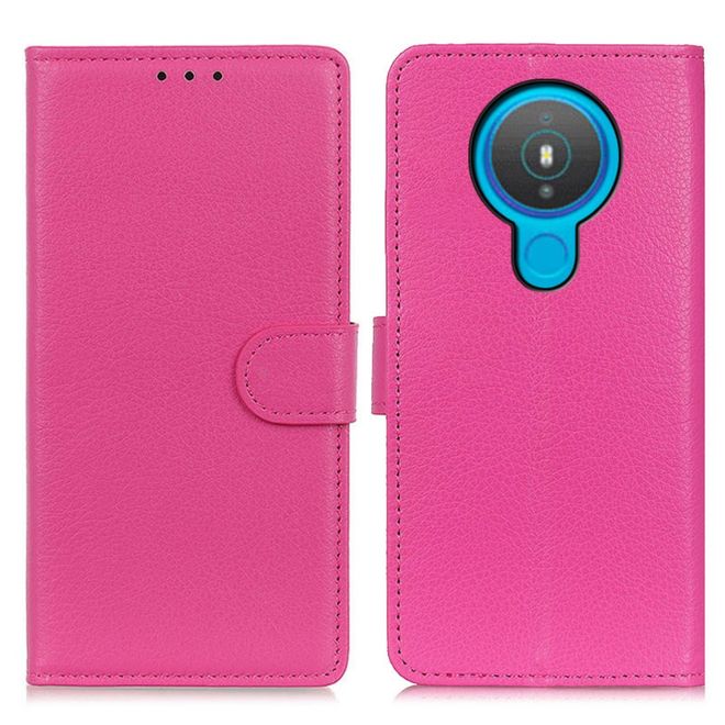 Nokia 1.4 Handy Hülle - Litchi Leder Bookcover Series - rosa