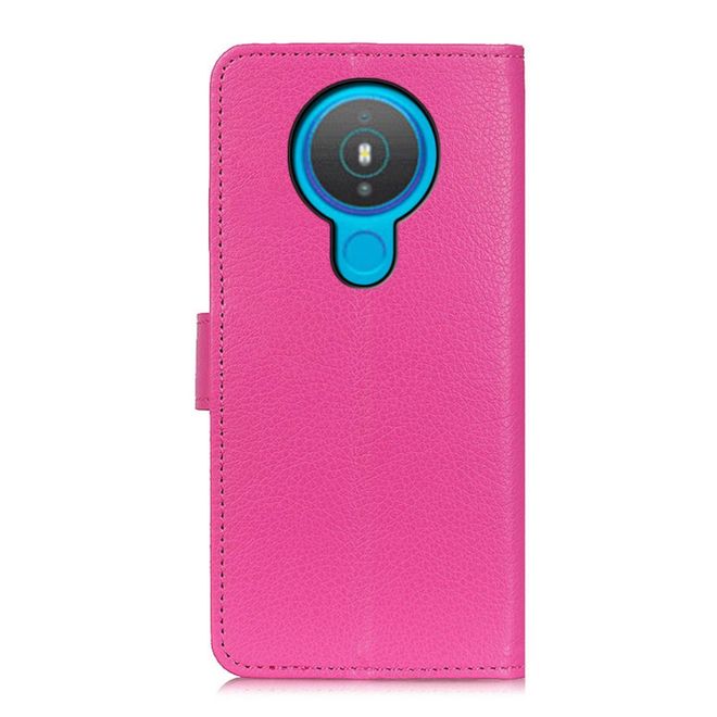 Nokia 1.4 Handy Hülle - Litchi Leder Bookcover Series - rosa