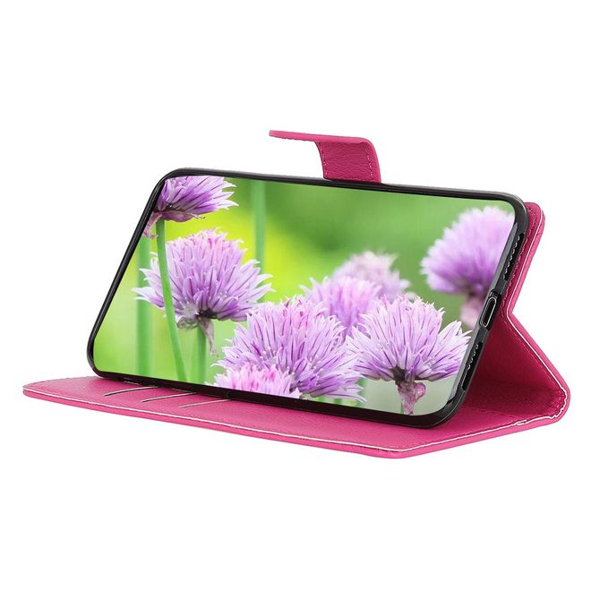 Nokia 1.4 Handy Hülle - Litchi Leder Bookcover Series - rosa