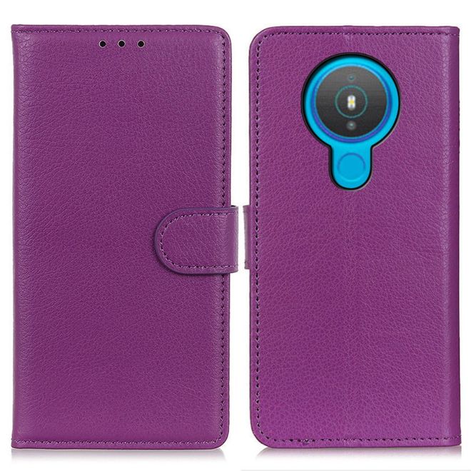Nokia 1.4 Handy Hülle - Litchi Leder Bookcover Series - purpur
