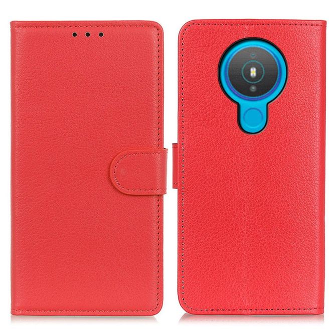 Nokia 1.4 Handy Hülle - Litchi Leder Bookcover Series - rot