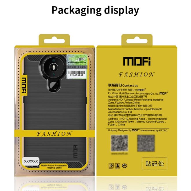 Mofi - Nokia 1.4 Hülle - TPU Softcase - Carbon Fiber Series - schwarz