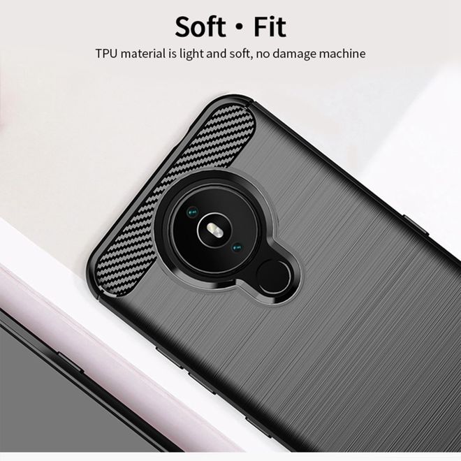 Mofi - Nokia 1.4 Hülle - TPU Softcase - Carbon Fiber Series - schwarz