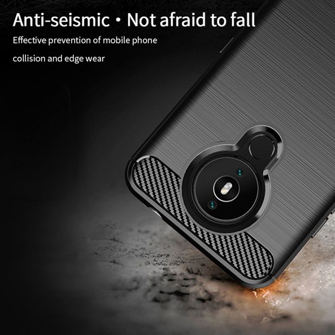 Mofi - Nokia 1.4 Hülle - TPU Softcase - Carbon Fiber Series - schwarz
