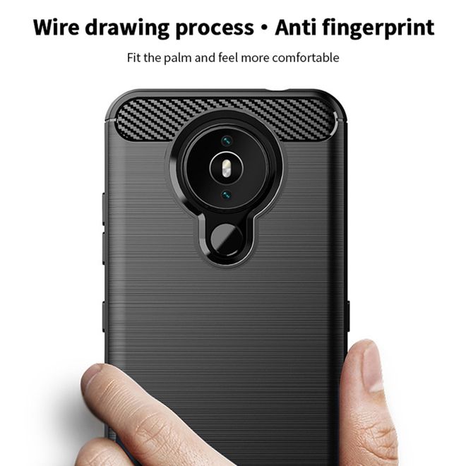 Mofi - Nokia 1.4 Hülle - TPU Softcase - Carbon Fiber Series - blau