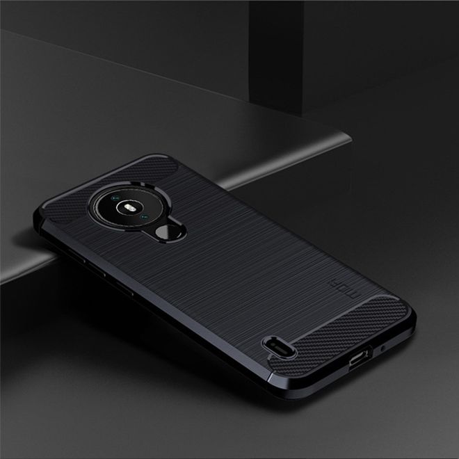 Mofi - Nokia 1.4 Hülle - TPU Softcase - Carbon Fiber Series - blau
