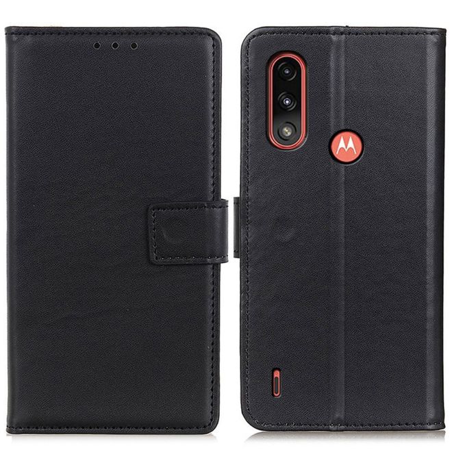 Motorola Moto E7 Power Handy Hülle - Classic II Leder Bookcover Series - schwarz
