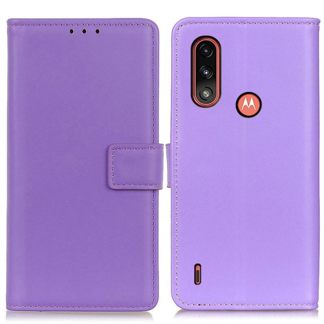 Motorola Moto E7 Power Handy Hülle - Classic II Leder Bookcover Series - purpur