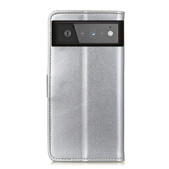 Google Pixel 6 Handy Hülle - Classic II Leder Bookcover Series - silber