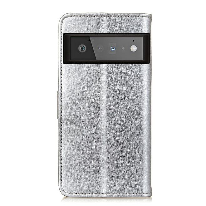 Google Pixel 6 Pro Handy Hülle - Classic II Leder Bookcover Series - silber